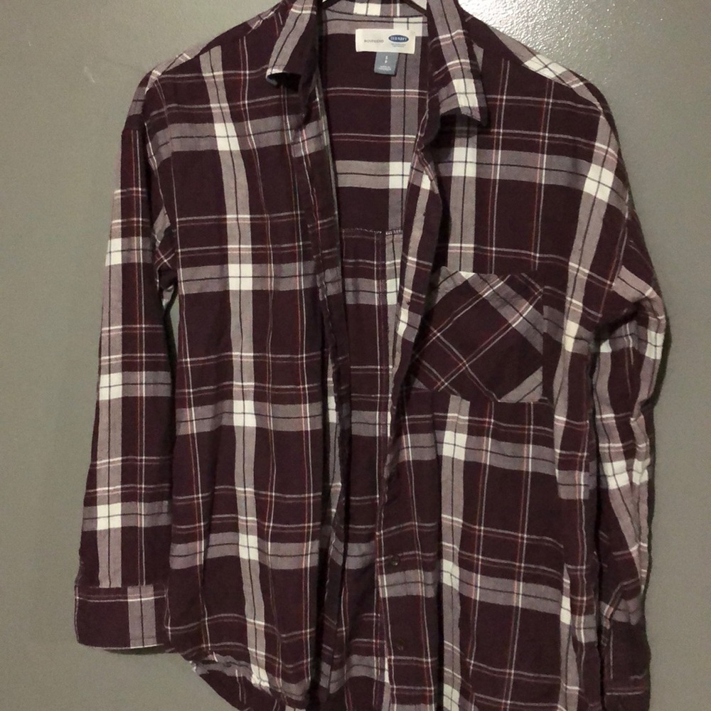 Old Navy maroon/white flannel